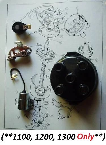 DISTRIBUTOR CAP POINTS ROTOR ARM CONDENSER (Vauxhall Viva) (HA, HB & HC) (**1100, 1200 & 1300 Only**) (1963- 79) 